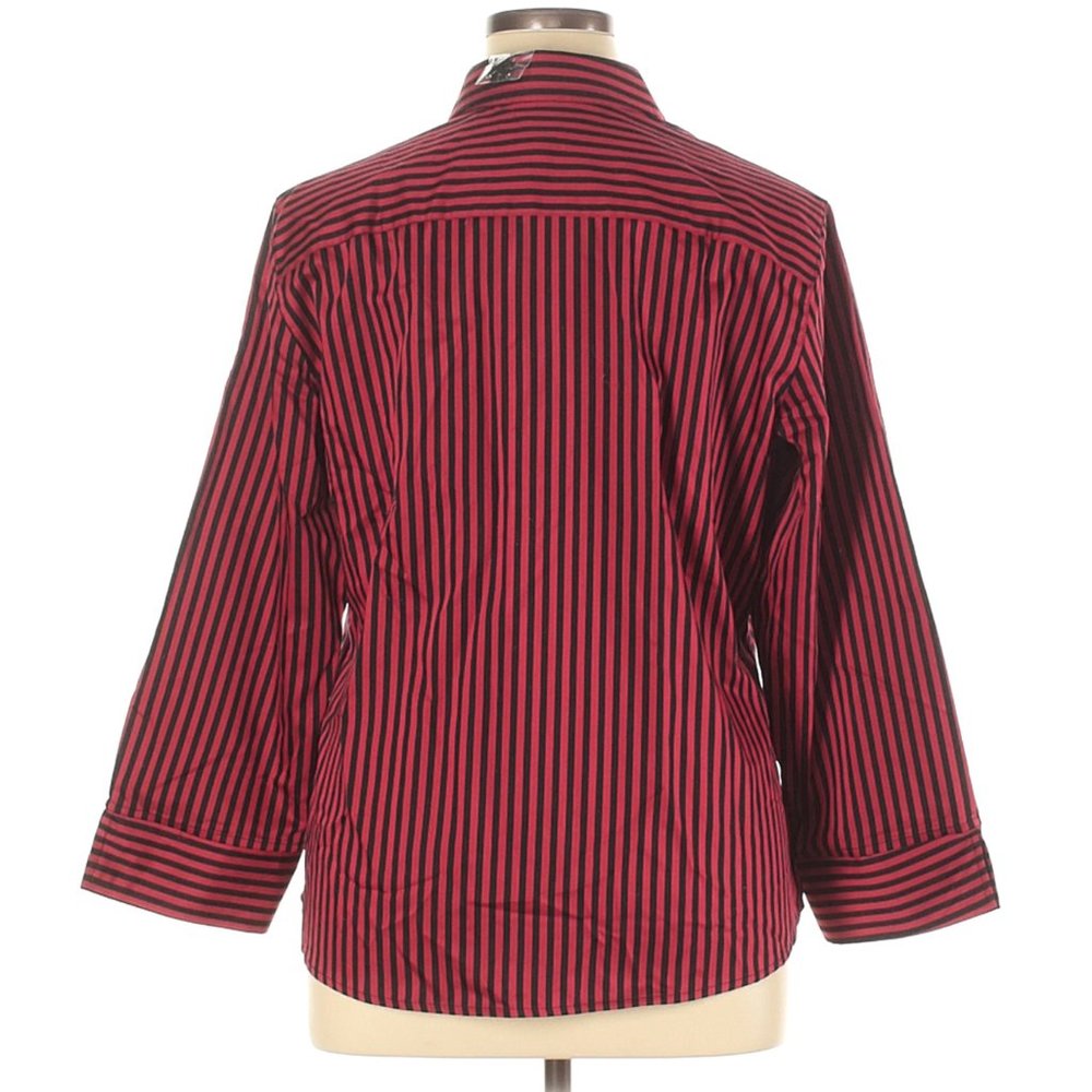 Size 16 Red and Black Striped Button Up - Picture 2 of 2